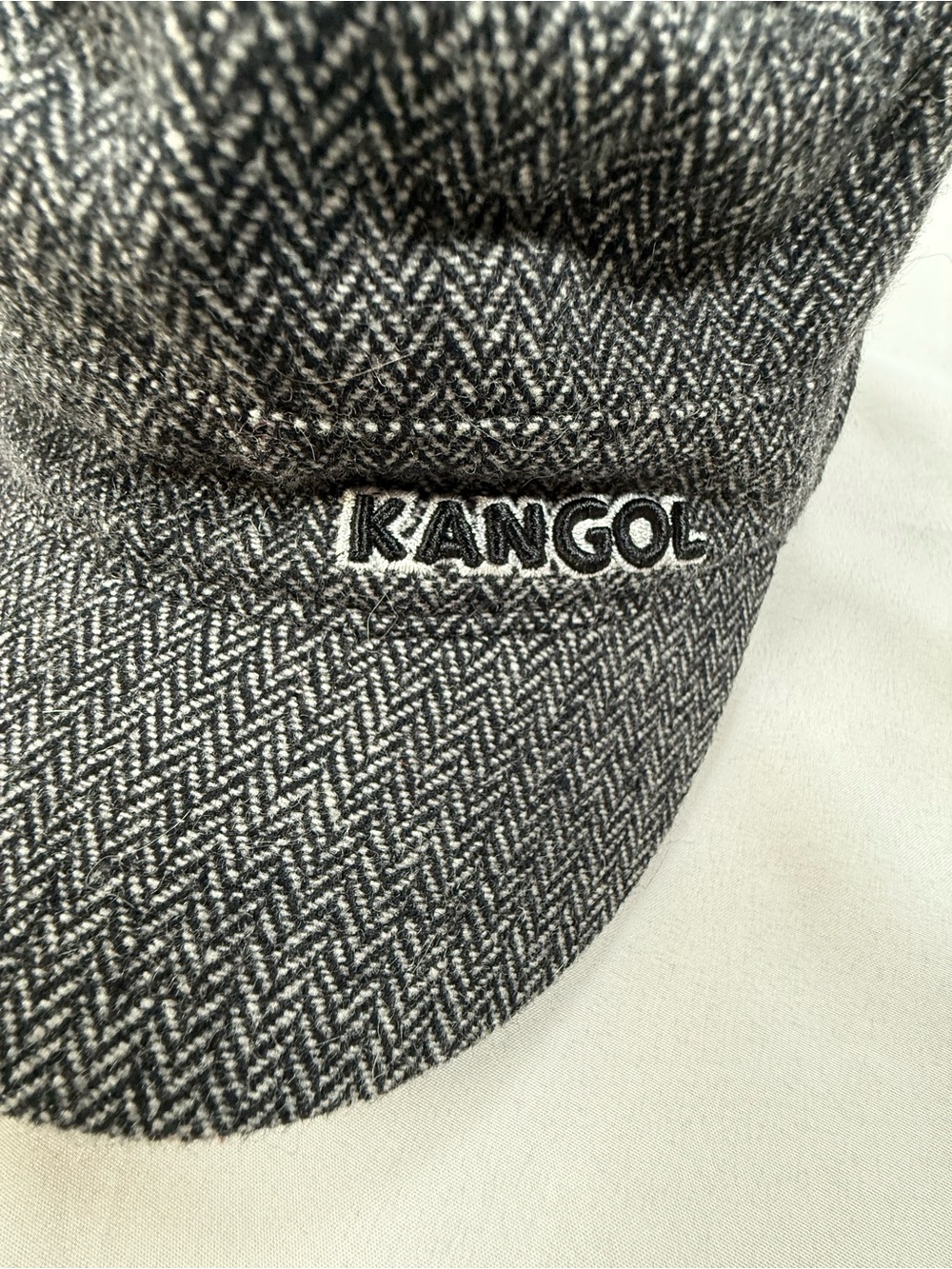 Kangol Black & White Herringbone Cadet Cap - Picture 2 of 6